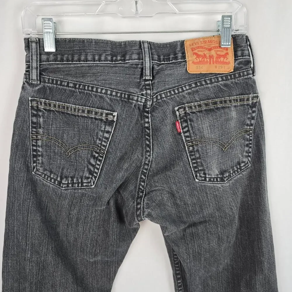 Levi's 514 Straight Jeans Men's 28 x 27 (tag 29 x 30) Charcoal Wash Fade